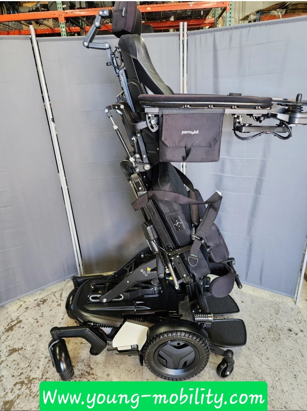 Permobil F5 VS Verical Stander 14" Seat Lift, Recline, Tilt, Leg, Lights 7.5MPH With Docking System Bracket Installed